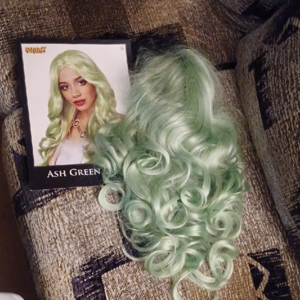 4/$30 New Ash Green Curly Halloween Wig - Adult O/S